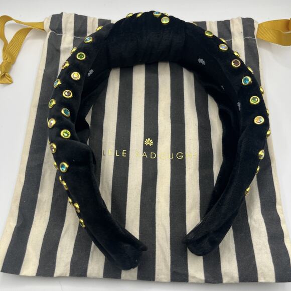 Lele Sadoughi 2 Headbands Kinsey 14K Gold Plate Rainbow Crystal & Velvet Natural main image 11